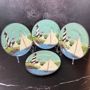 Vintage 1998 Sakura Warren Kimble Coastal Breeze Set of 4 Salad Plates 8.5" EUC!